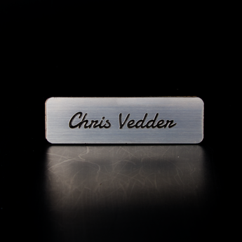 Small Silver Name Tag with Black Font (2 1/2ʺ x 3/4ʺ)