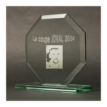 Octagonal Distinction Glass Trophy - Large