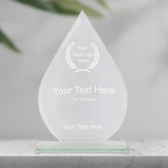 Engravable Teardrop Glass Award - Small